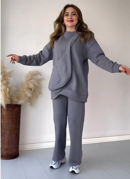 Comfortable Sweatshirt Tracksuit 2Pcs 4Colors - Zero HUB