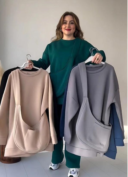 Comfortable Sweatshirt Tracksuit 2Pcs 4Colors - Zero HUB